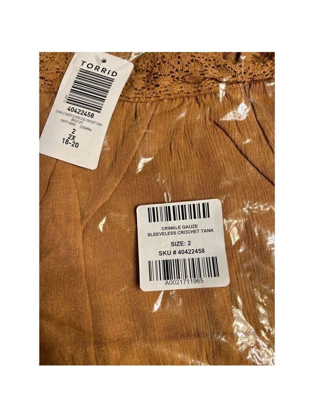 Washable Crinkle Gauze Sleeveless Crochet Tank Sz 4 - Picture 5 of 6